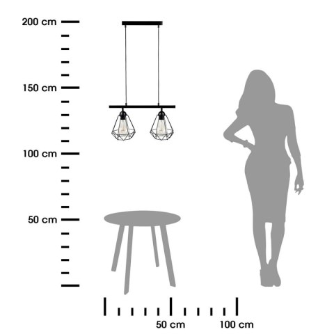 Podwójna lampa wisząca Diamante Lampa sufitowa składająca się z dwóch lamp na listwie. Wysokość max. 90 cm, szerokość 50 cm, głę