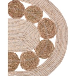 Dywan jutowy owalny 80x50 cm Mata podłogowa owalna w ażurowy wzór, naturalny materiał, minimalistyczny i elegancki design