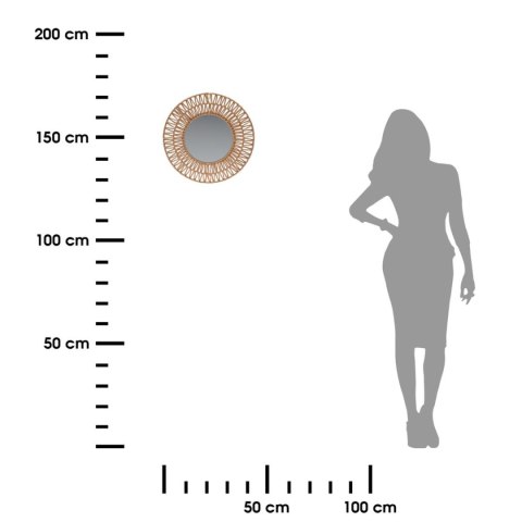 Lustro ścienne z plecionej trawy 45 cm Okrągły kształt i naturalna kolorystyka, średnica 45 cm, styl boho