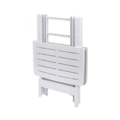 Stół składany balkonowy biały 70 cm Stolik turystyczny wykonany z tworzywa sztucznego w kolorze białym na taras, balkon, kemping