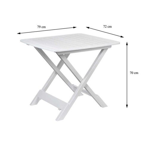 Stół składany balkonowy biały 70 cm Stolik turystyczny wykonany z tworzywa sztucznego w kolorze białym na taras, balkon, kemping