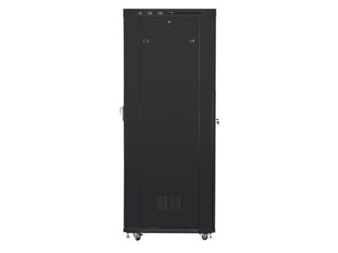 Szafa instalacyjna rack stojąca 19 cali 37U 800x1000 czarna drzwi perforowane LCD ( Flat pack)