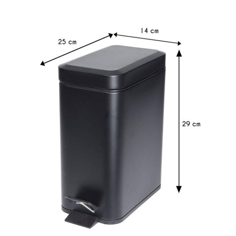 Kosz na śmieci metalowy czarny 5L Nowoczesny, metalowy pojemnik, kosz na odpady z otwieraniem nożnym na pedał o wymiarach: 29x25