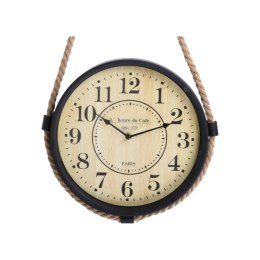 Zegar ścienny industrialny na sznurze Zegar okrągły w industrialnym, loftowym stylu, zawieszony na surowym sznurze i metalowym h