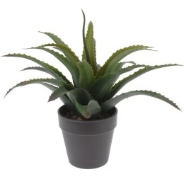 Dekoracyjna roślina w szarej donicy Aloes wykonany z tworzywa sztucznego, dekoracyjna ozdoba w szarej doniczce o wymiarach: 25x2