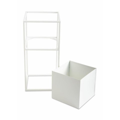 Nowoczesny kwietnik stojak biały 50 cm Wykonany z metalu, prosty i stylowy stojak na kwiatki w kolorze białym