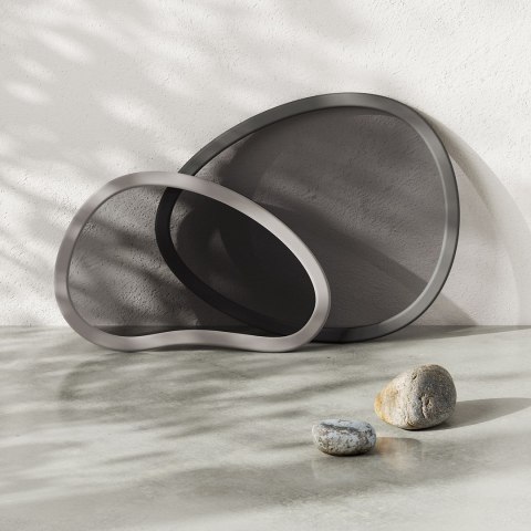 Akcesoria kuchenne kształt nieregularny HUB kolor grafitowy styl minimalistyczny umbra - TRAYS/HUB/SET2/GREY+CHARCOAL/48X40X5