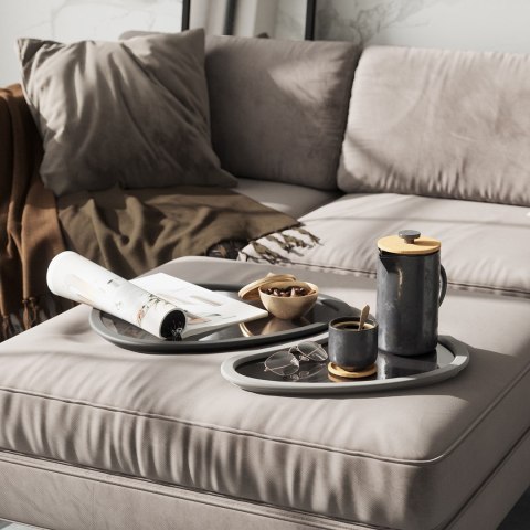 Akcesoria kuchenne kształt nieregularny HUB kolor grafitowy styl minimalistyczny umbra - TRAYS/HUB/SET2/GREY+CHARCOAL/48X40X5