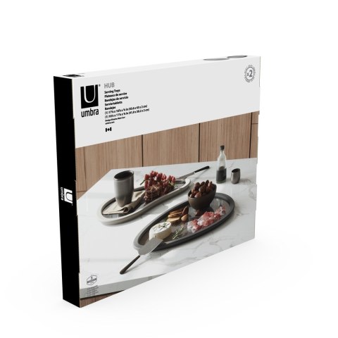 Akcesoria kuchenne kształt nieregularny HUB kolor grafitowy styl minimalistyczny umbra - TRAYS/HUB/SET2/GREY+CHARCOAL/48X40X5