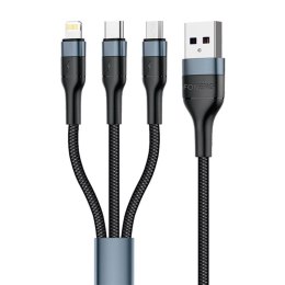 Kabel 3w1 USB do USB-C / Micro USB / Lightning Foneng X51, 3A, 1,2m (czarny)
