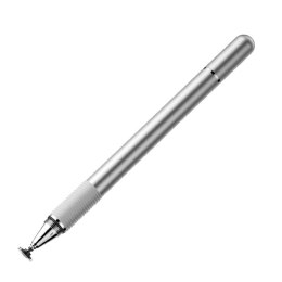 Dwustronny pojemnościowy rysik disc stylus + żelopis długopis srebrny