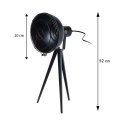 Lampa stojąca Loft czarna 52 cm Lampa metalowa z abażurem na trójnogu w kolorze matowej czerni, o wysokości 52 cm, gwint E27