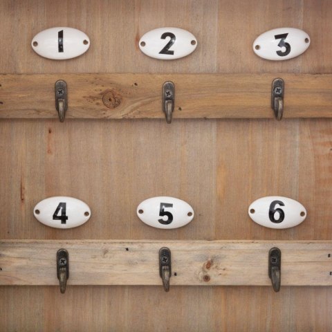 Drewniana skrzynka na klucze 26x38 cm Wykonana z surowego drewna, 6 metalowych haczyków, funkcjonalny i stylowy dodatek do przed