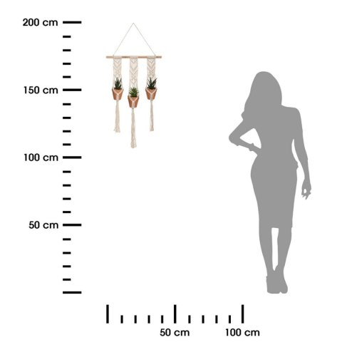 Kwietnik ścienny makrama potrójny W zestawie z 3 sztucznymi roślinami, elementy materiałowe wykonane z bawełny, funkcjonalny i s