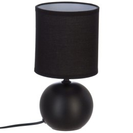 Lampka nocna Timeo czarna 25 cm Podstawa wykonana z ceramiki, materiałowy abażur, idealna do salonu lub sypialni