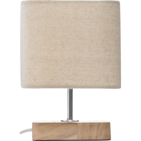 Lampka nocna Toxey 21 cmPodstawa wykonana z drewna w naturalnym kolorze, tekstylny abażur o beżowej barwie, idealna do salonu lu