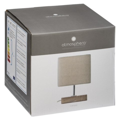 Lampka nocna Toxey 21 cmPodstawa wykonana z drewna w naturalnym kolorze, tekstylny abażur o beżowej barwie, idealna do salonu lu