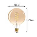 Żarówka LED Globe 4,9W E27 Wykonana ze szkła o bursztynowej barwie, poskręcany filament, zakończona niklowanym gniazdem