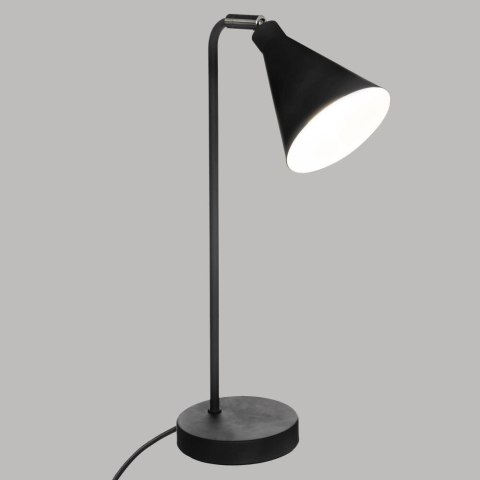 Lampka biurkowa Linn czarna 45,5 cm Wykonana z metalu, z regulowanym abażurem, minimalistyczny i elegancki design