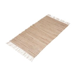 Dywan z frędzlami Boho beżowy 140x70 cm Pleciony, prostokątny dywan, w naturalnej kolorystyce, ozdobiony frędzlami, wykonany z b