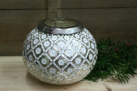 Lampion Szklany w Kwiatki