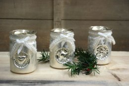 Lampiony Szklane Dekoracyjne z Kokardką 3 szt.