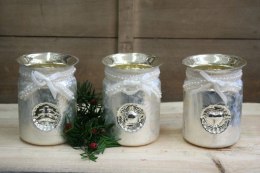 Lampiony Szklane Dekoracyjne z Kokardką 3 szt.