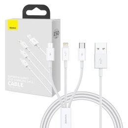 Kabel szybkiego ładowania Baseus Superior Data USB do M+L+C 3.5A 1M(White)