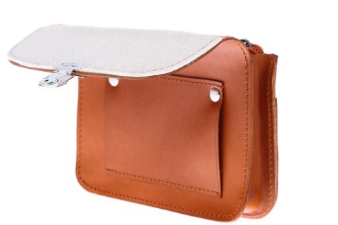 Saszetka nerka do paska skóra Vintage P11 COGNAC