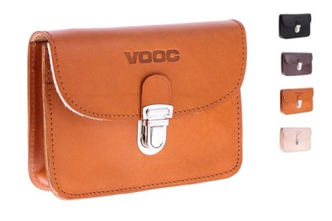 Saszetka nerka do paska skóra Vintage P11 COGNAC