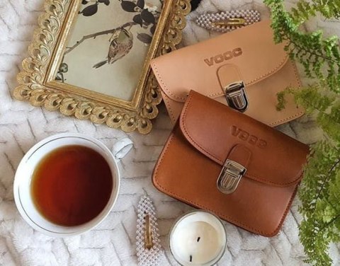 Saszetka nerka do paska skóra Vintage P11 COGNAC