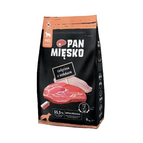 PAN MIĘSKO karma sucha dla psa cielęcina z indykiem 9kg