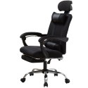 Ergonomiczny, obrotowy fotel z podnóżkiem i zagłówkiem, wentylacja - czarny