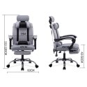Ergonomiczny, obrotowy fotel z podnóżkiem i zagłówkiem, wentylacja - czarny