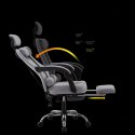 Ergonomiczny, obrotowy fotel z podnóżkiem i zagłówkiem, wentylacja - czarny