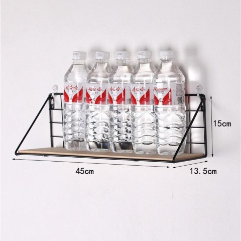 Półka ścienna metalowa styl LOFT 45 x13,5 cm- czarna