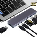 Adapter 7w1 HUB USB-C HDMI 4K SD Macbook Pro / Air - Szary