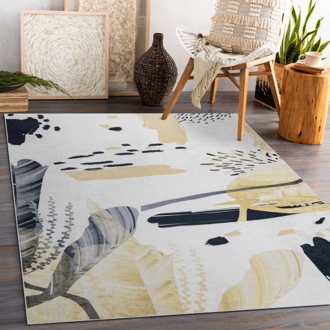 Dywan ARLEN ABSTRACT1 kolor biały styl abstrakcyjny 160x220 Hakano - RUG/LU/ARLEN/ABSTRACT1/WHITE+YELLOW/160x220