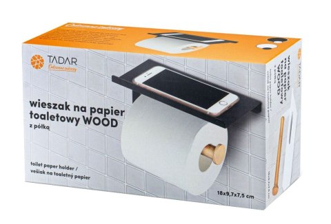 UCHWYT NA PAPIER TOALETOWY Z PÓŁKĄ TADAR TD-4981 CZARNY