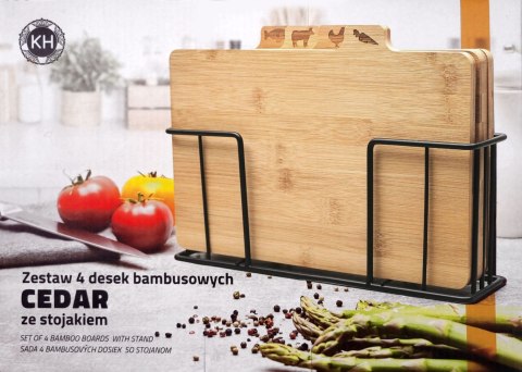 ZESTAW 4 KUCHENNYCH DESEK DO KROJENIA Z DREWNA BAMBUSOWEGO KONIGHOFFER CEDAR KG-7967