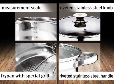 ZESTAW GARNKÓW ZE STALI NIERDZEWNEJ 13 EL. BLAUMANN GOURMET LINE BL-3165