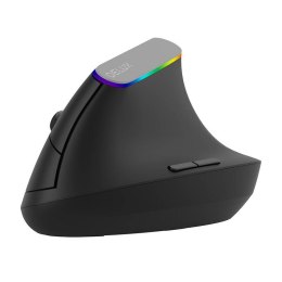 Bezprzewodowa mysz pionowa Delux M618C 2.4G 1600DPI RGB (Czarna)