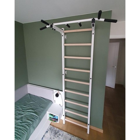 DRABINKA GIMNASTYCZNA DREWNIANO METALOWA Z METALOWYM DRĄŻKIEM BENCHK 721W