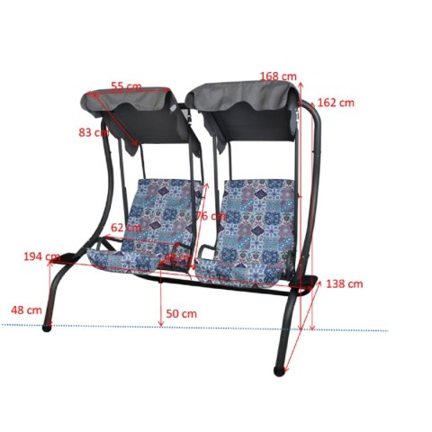 HUŚTAWKA OGRODOWO BALKONOWA SONIC 2 OSOBOWA MOZAIKA