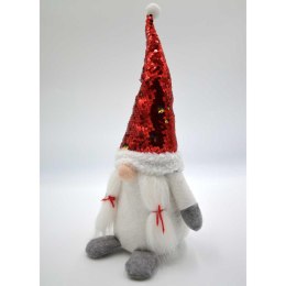 SKRZAT GNOM DEKORACYJNY Z MAGICZNYMI CEKINAM 35CM BIAŁY