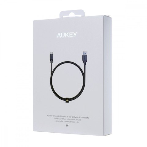 CB-AC1 kabel USB-C - USB-A 1.2m 60W PD 3A 5Gbps 20V FCP AFC Quick Charge nylonowy oplot czarny