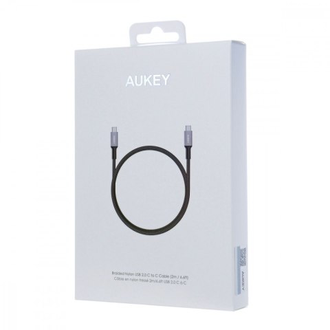 CB-CD6 kabel USB-C - USB-C 2m 60W PD 3A 20V nylonowy oplot czarny