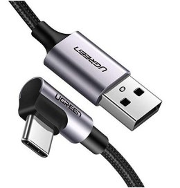 Kabel USB do USB-C kątowy UGREEN US284 3A Quick Charge 3.0 1m (czarny)