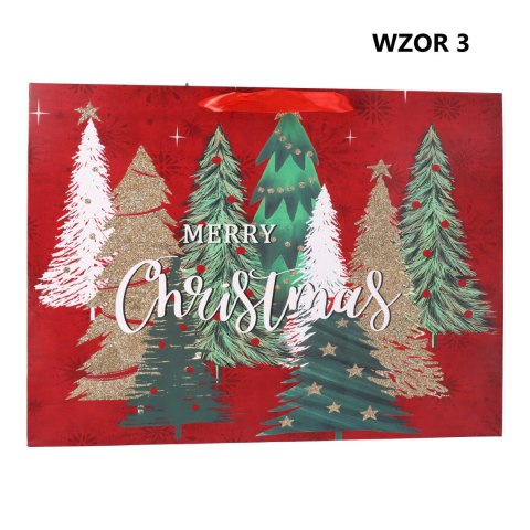 Torebka na prezent świąteczna "Happy Holidays" 42x12x31 cm Mix wzorów