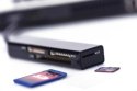 Czytnik kart 4-portowy USB 2.0 HighSpeed (Compact Flash, SD, Micro SD/SDHC, Memory Stick), czarny